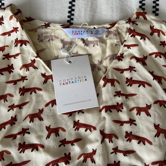 Compania Fantastica Fox Printed Blouse Size S - Picture 3 of 3